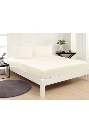 Battal Boy Lastikli %100 Pamuk Penye Çarşaf 2 Adet Yastık Kılıfı (50X70 CM) - Altın Yaprak