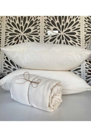 Battal Boy Müslin Lastikli Çarşaf ve 2 Adet Müslin Yastık Kılıfı - Yasemininevi