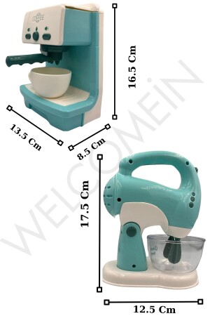 Batteriebetriebene, beleuchtete Spielzeug-Kaffeemaschine und Mixer mit Sound- und Musikeffekten, Set bestehend aus 2 kleinen Haushaltsgeräten - 6