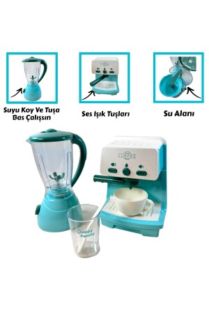 Batteriebetriebene Kaffeemaschine mit Ton und Licht und Obstmixer, Mixer, 2er-Set, Spielzeug-Haushaltsgeräte-Set - 1