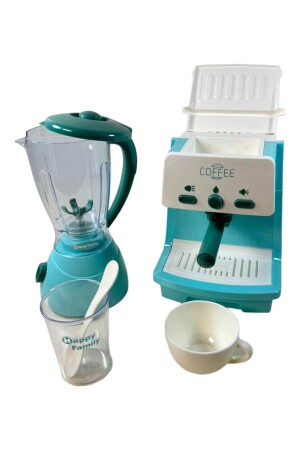 Batteriebetriebene Kaffeemaschine mit Ton und Licht und Obstmixer, Mixer, 2er-Set, Spielzeug-Haushaltsgeräte-Set - 7