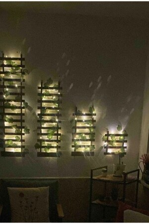 Batteriebetriebener LED-Blumentopf aus Kiefernholz mit Efeu-Ständer, Blumentopf, Wintergarten, Balkon, Dekoration, künstliche Blume - 8