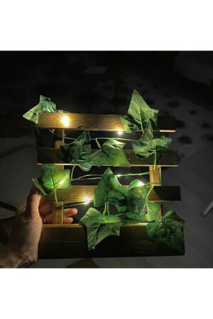 Batteriebetriebener LED-Blumentopf aus Kiefernholz mit Efeu-Ständer, Blumentopf, Wintergarten, Balkon, Dekoration, künstliche Blume - 10