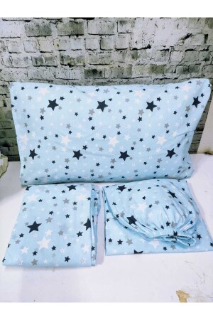 Baumwoll-Einzelbettbezug-Set mit Sternenmuster und elastischen (Spannbettlaken) NEW-STAR-DUVET COVER - 4