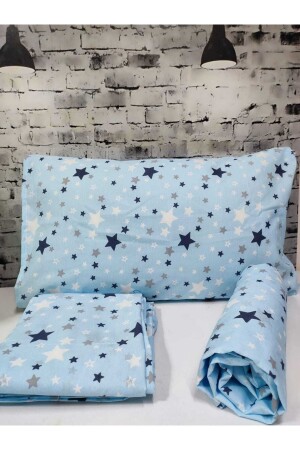 Baumwoll-Einzelbettbezug-Set mit Sternenmuster und elastischen (Spannbettlaken) NEW-STAR-DUVET COVER - 3