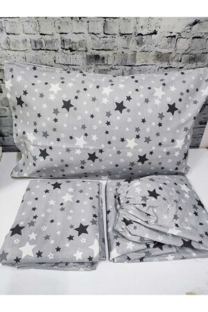 Baumwoll-Einzelbettbezug-Set mit Sternenmuster und elastischen (Spannbettlaken) NEW-STAR-DUVET COVER - 5