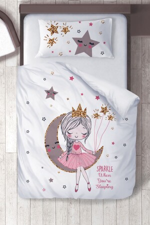 Baumwoll-Micro-Satin-Bettbezug-Set „Girl Sitting on the Moon“ für Schlafzimmer und Kinder, ibrtnb108 - 1