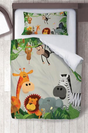 Baumwoll-Micro-Satin-Bettbezug-Set „Lieblingssafari“ für Kinderzimmer, ibrtnb365 - 2