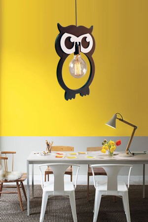 Baykuş Ahşap Çocuk Bebek Odası Avize Dekoratif Sarkıt Ahşap Lüks Rustik Modern Dekoratif Lamba UTMBYKŞ01 - 3