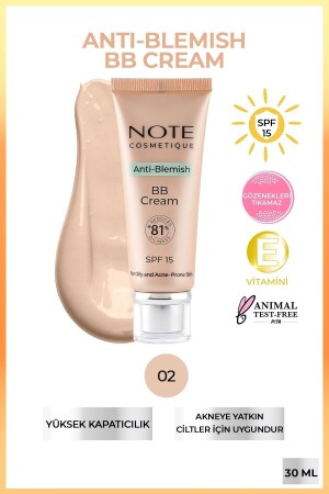 كريم BB من أجل مكافحة الفم 02 كريم من أجل الجلد المرضى للحمل SPF 15 كريم BB - Note Cosmetics