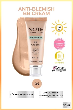 كريم BB من أجل مكافحة الفم 04 مادة الحمى المعتادة للجلد SPF 15 كريم BB MSTR كريم BB - Note Cosmetics