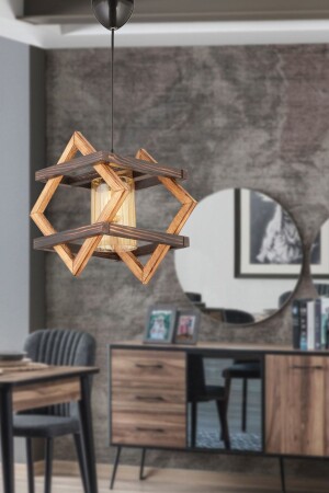 Bcd Design Lighting Diamond Dekorative Hängelampe aus Holz, Kronleuchter, Schwarz, Installation, kompatibel mit allen Umgebungen, FH50 - 2