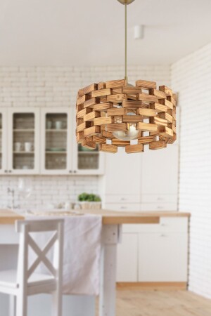 Bcd Design Lighting Mosaik-Hängelampe aus Holz, Kronleuchter, goldfarbene Installation, stilvolles Design, kompatibel mit jeder Umgebung, FH59 - 1