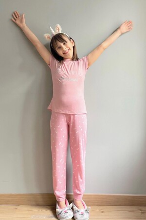 Beautiful Dreamer Baskılı Kısa Kollu Kız Çocuk Pijama Takımı 2345 - 4