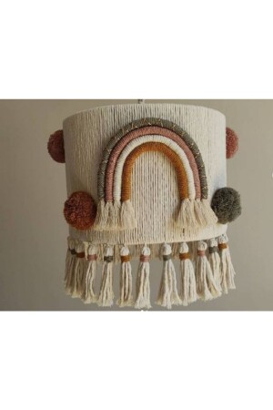 Baby-/Kinderzimmer, 100 % handgefertigter Makramee-Regenbogen-Kronleuchter für Baby- und Kinderzimmer (inklusive Lampenfassung) AVZ1 - Tasarı Sanatı