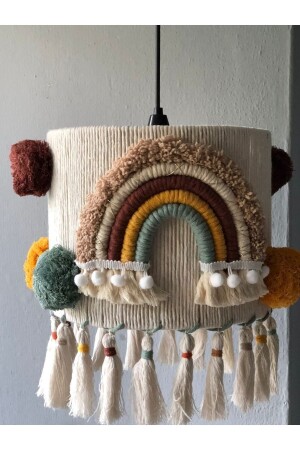 Baby-/Kinderzimmer, 100 % handgefertigter Makramee-Regenbogen-Kronleuchter für Baby- und Kinderzimmer (inklusive Lampenfassung) AVZ1 - Tasarı Sanatı