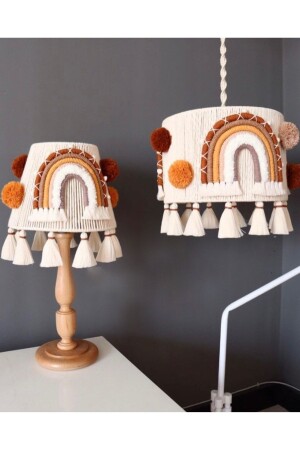 Baby-/Kinderzimmer, besonderes Design, für Babys, Mädchen, Jungen, Regenbogen-Makramee-Kronleuchter, Lampenschirm-Set, Lampenschirm-Set - Tasarı Sanatı