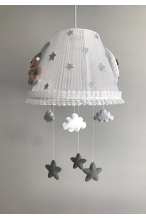 Bebek Çocuk Odası Avize Ay Ayıcık Kahve Gri Beyaz Bulut Gri Yıldız kahvegriayayıcıkyıldız - 2