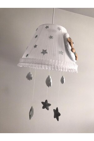 Bebek Çocuk Odası Avize Ay Ayıcık Kahve Gri Beyaz Bulut Gri Yıldız kahvegriayayıcıkyıldız - 3