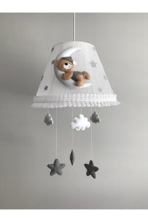 Bebek Çocuk Odası Avize Ay Ayıcık Kahve Gri Beyaz Bulut Gri Yıldız kahvegriayayıcıkyıldız - 1