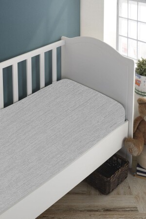 Bebek-çocuk Organik Pamuk Lastikli Penye Çarşaf 60x120 - 70x140 cm Uyumlu Gri - Ladynil