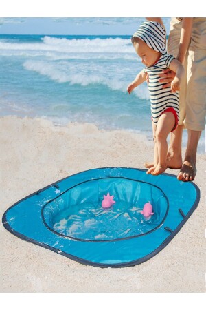 Bebek Havuzu Kurmalı Bebek Aktivite Mavi Plaj Havuzu Plaj Oyuncak Katlanabilir Su Havuzu - 4