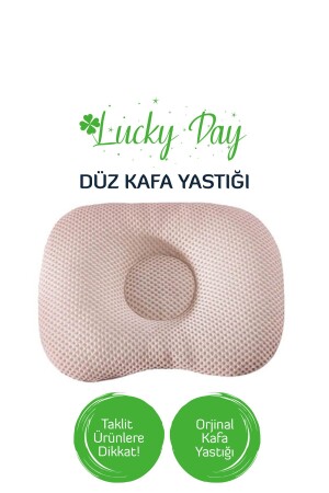 Bebek Kafa Yastığı Bej Bebek Kafa Yastığı- Düz Kafa Yastık- Bebek Yastığı- Organik Pamuk Kumaş - Lucky Day