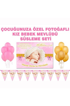 Bebek Mevlüt Süsleme Seti Fotoğraflı Afiş- Flama- Balon - Morligo