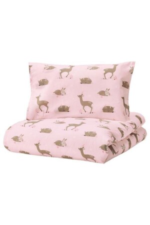 Bebek Nevresim Takımı, Meridyendukkan Pembe-geyik Temalı 110x125-35x55 Cm Çarşafsız 87287111 - IKEA
