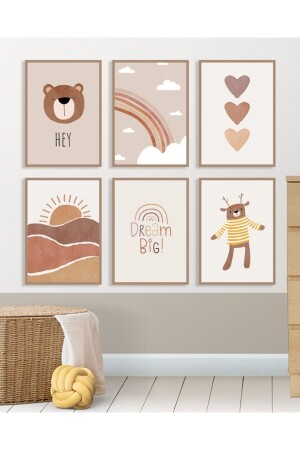 Wandgemälde-Set für Baby-/Kinderzimmer, 100 % MDF, spezielles Design, 6-teilig - Teknograf