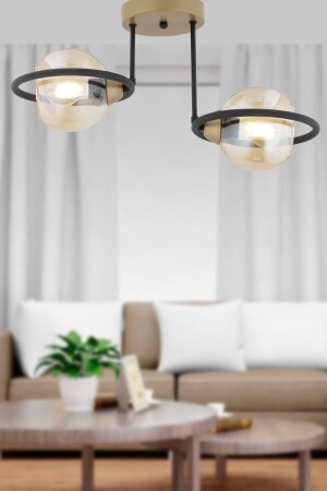 Becca Set aus 2 schwarzen, antikisierten Honigglaskugel-Kronleuchtern, modernen Wohnzimmer-Hall-Kronleuchtern 4100-02-FR-BL - Apliqa