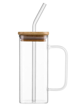 Becher aus Borosilikatglas, quadratischer Becher mit Strohhalm, 350 ml, Termisil-Becher lvn23542 - 5