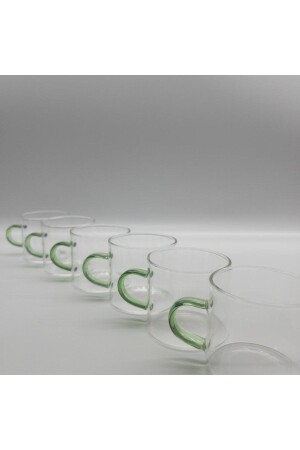 Becher aus hitzebeständigem Borosilikat-Thermisil-Glas, 6 Stück, 180 ml, 69-glass-mug-small-green-69 - 4