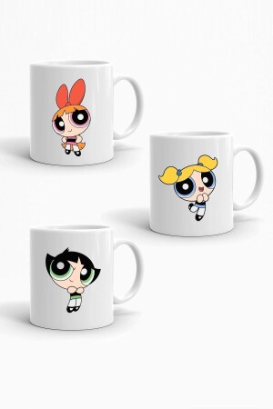 Bedrucktes 3-teiliges Porzellantassen-Set „Powerpuff Girls“. - 1