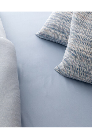 Bedrucktes Bettbezug-Set aus 100 % Baumwollkrepp in Familiengröße „Pansy“ – Blau NT0000000159-8682116906739 - 5