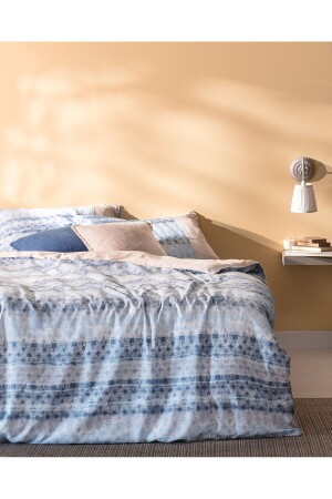 Bedrucktes Bettwäscheset aus 100 % Baumwoll-Krepp mit Robin-King-Size-Bett – Blau - 1