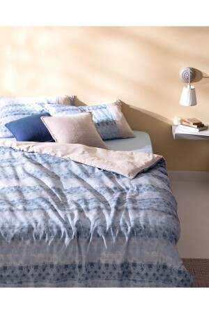 Bedrucktes Bettwäscheset aus 100 % Baumwoll-Krepp mit Robin-King-Size-Bett – Blau - 3