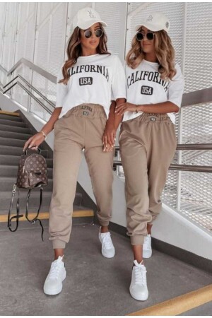 Bedrucktes California-Trainingsanzug-Set für Damen mit T-Shirt-Gürtel und California-Bedruckung - 1