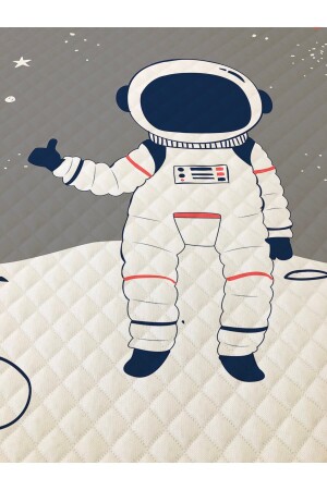 Bedrucktes Einzel-Piqué-Set für Babys und Kinder mit Astronautenmuster, 160 x 230 cm, Grau TYC00855455306 - 4