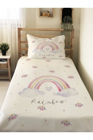 Bedrucktes Einzel-Piqué-Set für Babys und Kinder mit Regenbogenmuster, 160 x 230, Weiß, 56162 - 1