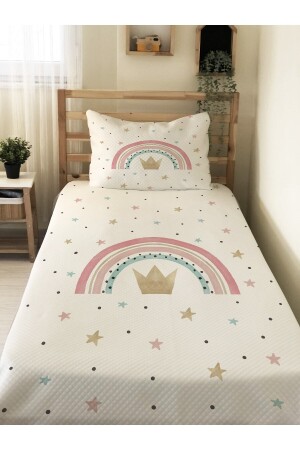 Bedrucktes Einzel-Piqué-Set für Babys und Kinder mit Regenbogenmuster, 160 x 230, Weiß 82510 - 3