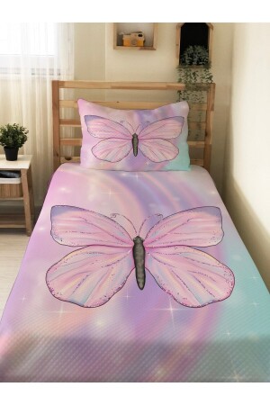Bedrucktes Einzel-Piqué-Set für Babys und Kinder mit Schmetterlingsmuster, 160 x 230 cm, Rosa 23653 - 1