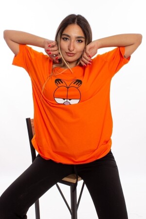 Bedrucktes oranges Oversize-Unisex-T-Shirt - 1