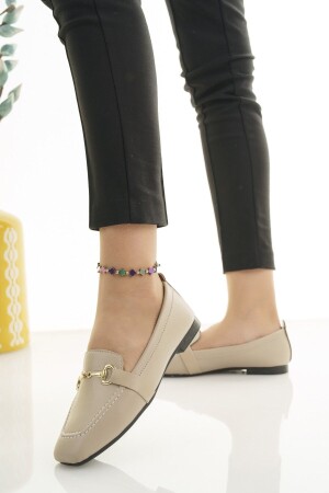 Beige Damen-Ballettschuhe mit Schnallendetail, stilvolle orthopädische Alltagsschuhe ZA1029 - 2