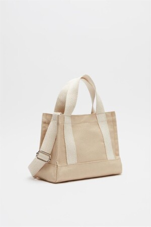 Beige Damen-Canvas-Tasche mit Kreuzriemen MK1020023SV10-016 - 2