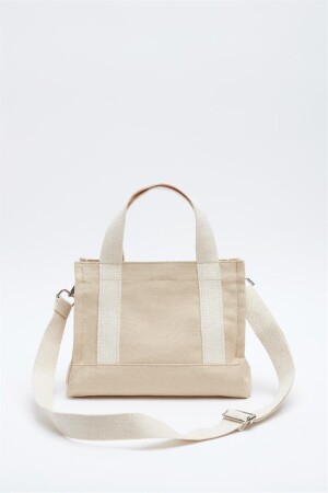 Beige Damen-Canvas-Tasche mit Kreuzriemen MK1020023SV10-016 - 3