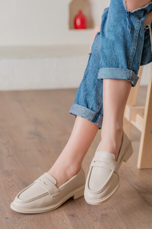 Beige Mokassin-Freizeit-Loafer-Schuhe für Damen - 1