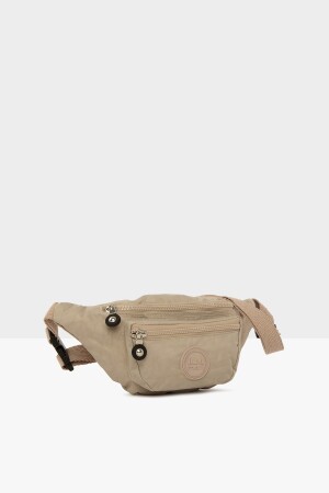 Beigefarbene Unisex-Gürteltasche aus Fallschirmstoff mit Stickerei M000004565 - 3