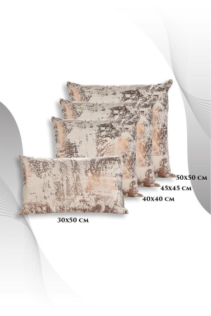 Beigefarbener Kupfer-Kissenbezug, dekorativ, gemusterter Samt, weich, für Wohnzimmer, Sofa, K-VARAK-1 - 5