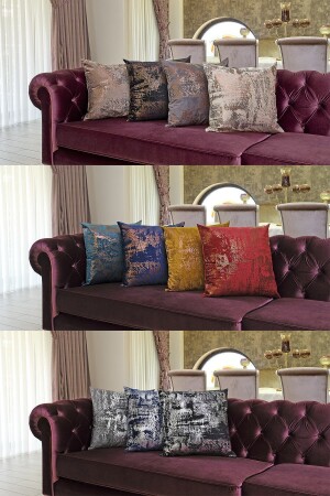 Beigefarbener Kupfer-Kissenbezug, dekorativ, gemusterter Samt, weich, für Wohnzimmer, Sofa, K-VARAK-1 - 6